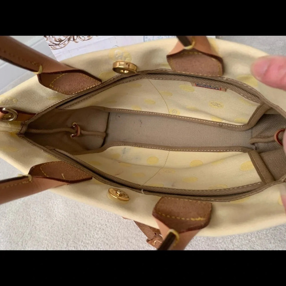 DOONEY & BOURKE Bag Tassel Canvas Satchel shoulder bag Tote in polka dot - Picture 10 of 15